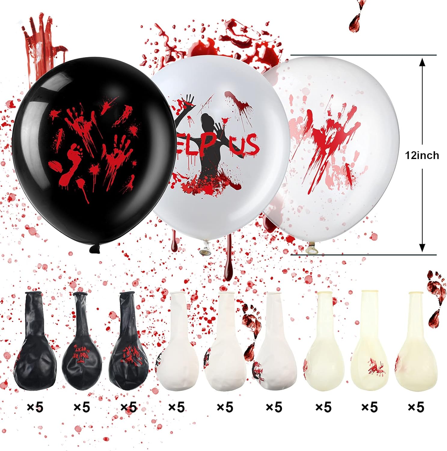 Zombie Party Games - 45 Pcs Scary Halloween Balloons 12