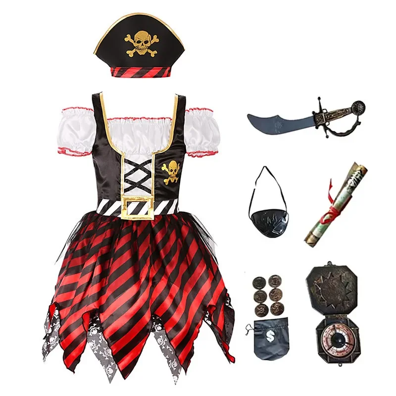 Party Games Questions - Girls Pirate Skull Party Costume Striped
