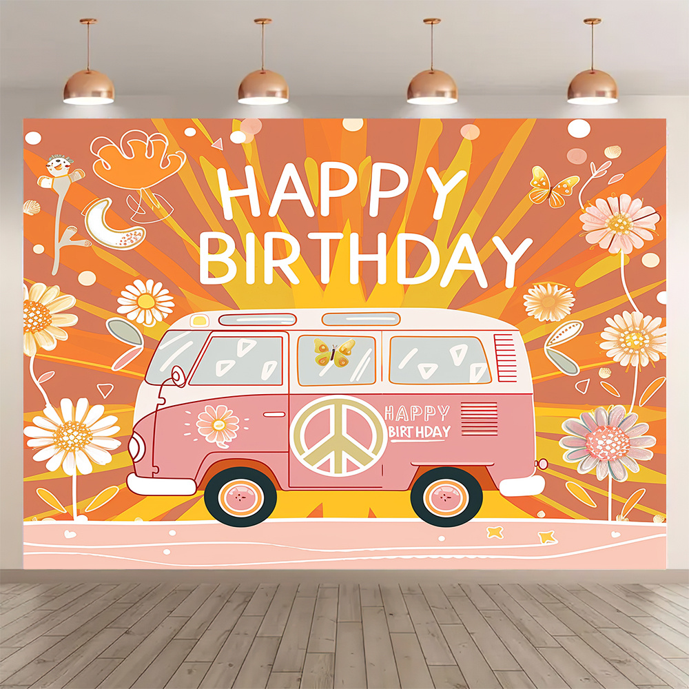 Retro 70's hippie theme Happy  – Party Games Bus Bewertung und Preis