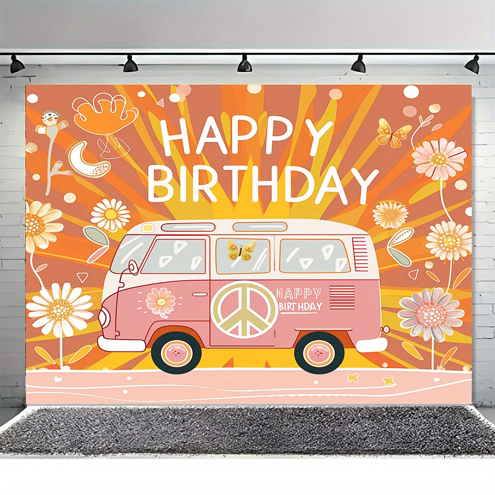 Retro 70's hippie theme Happy  – Party Games Bus Bewertung und Preis