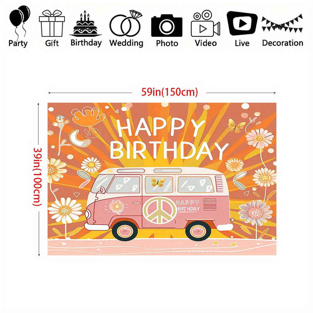 Retro 70's hippie theme Happy  – Party Games Bus Bewertung und Preis