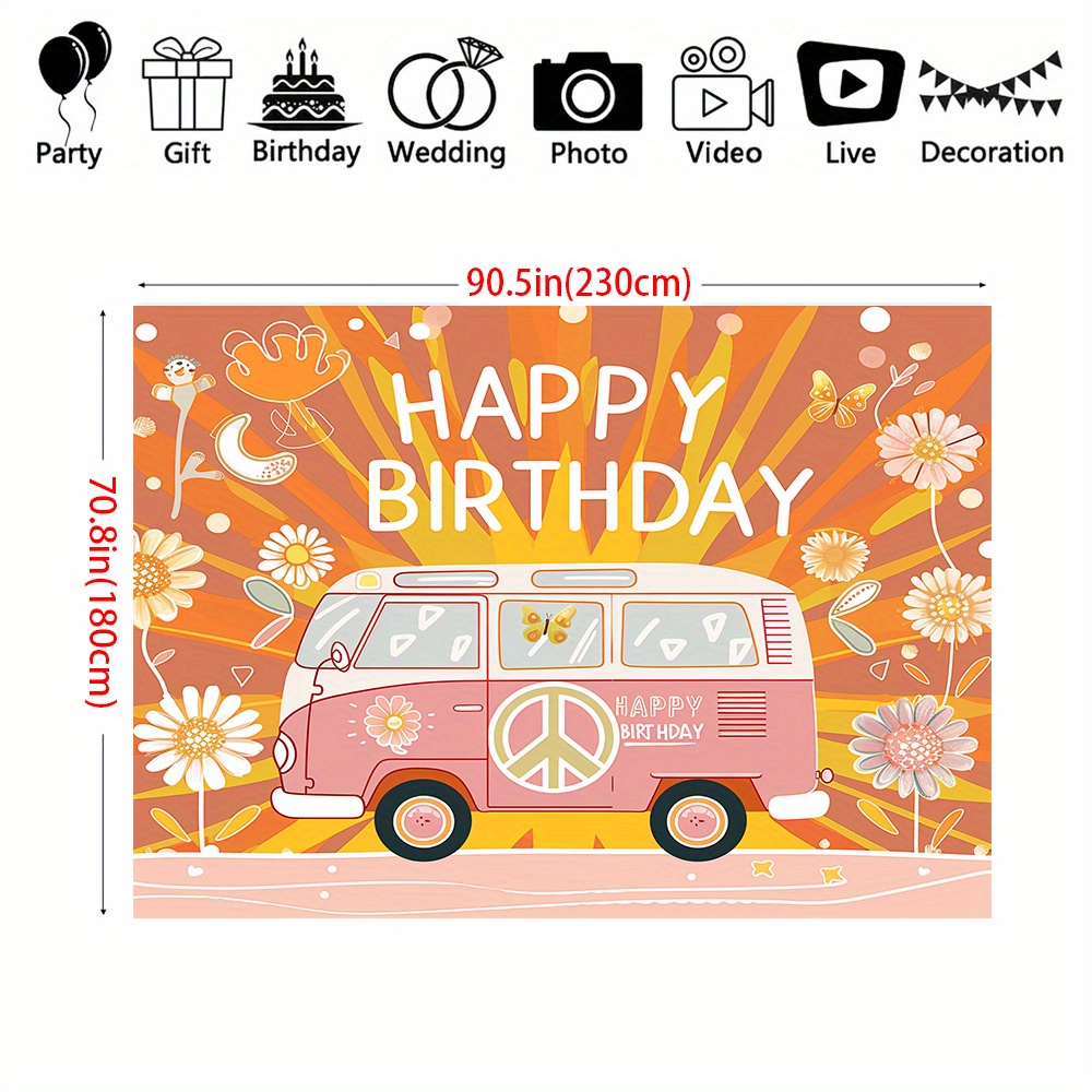 Retro 70's hippie theme Happy  – Party Games Bus Bewertung und Preis